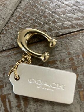 Coach Gold & Cream Key Ring and Hang Tag Charm Like New